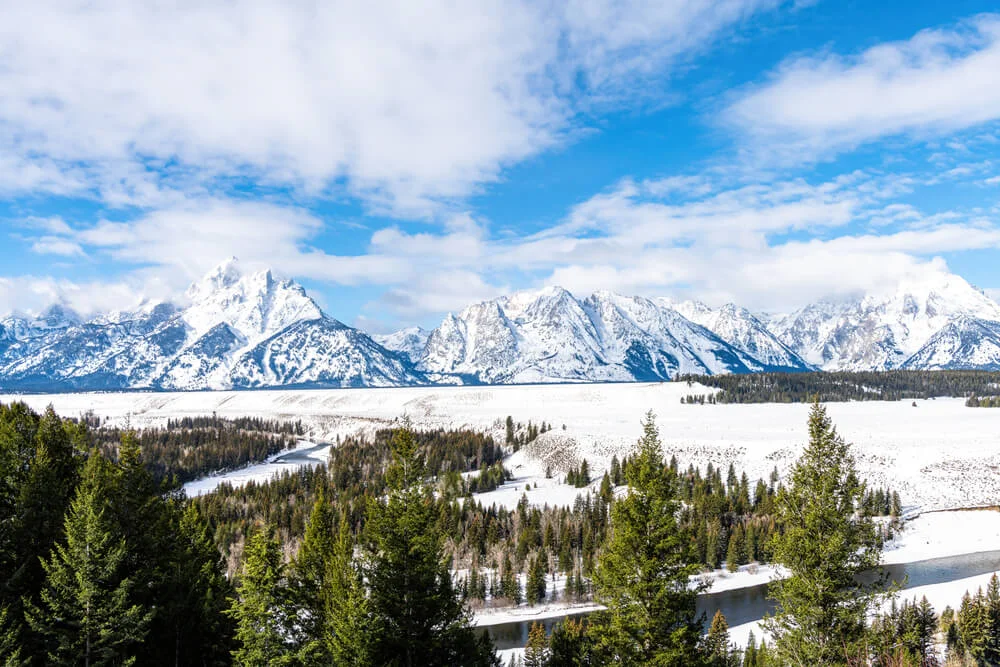 Tetons with Snake River in foreground