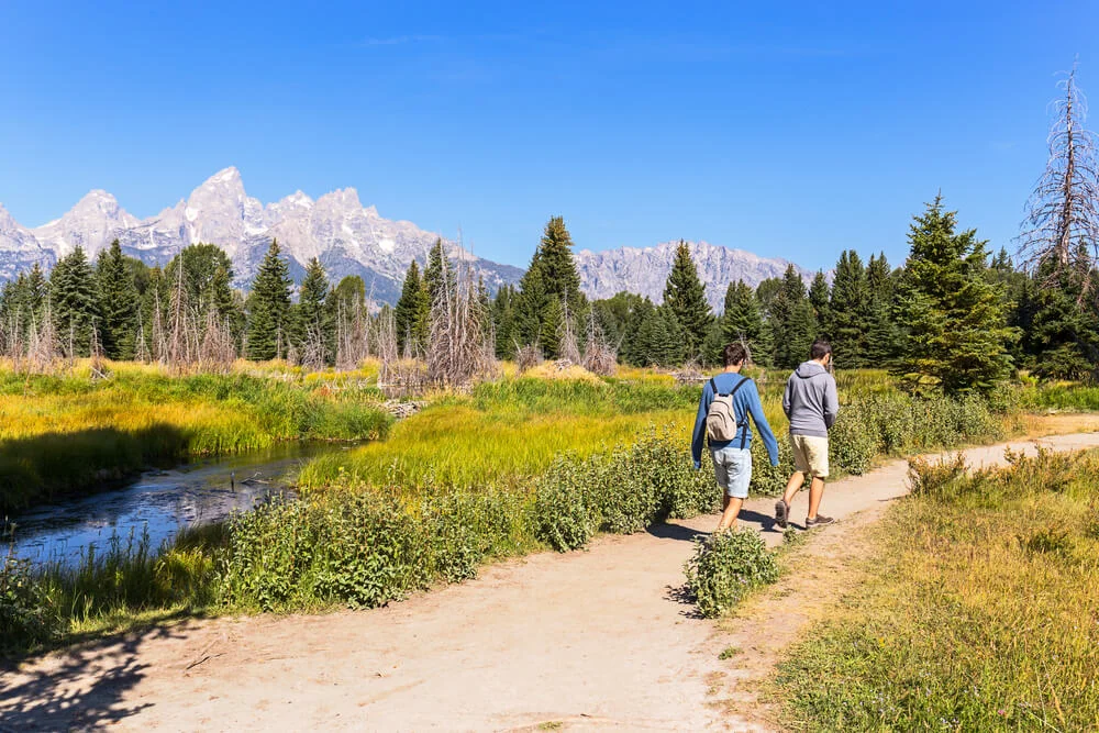 Hiking with Teton Range Backdrop